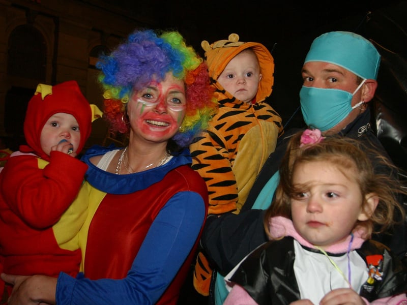 Donna and Martin Wheeler and children Letitia, Caomhan and Chantelle. (0311JB15):20 YEARS ON: Halloween celebrations in Derry in 2003