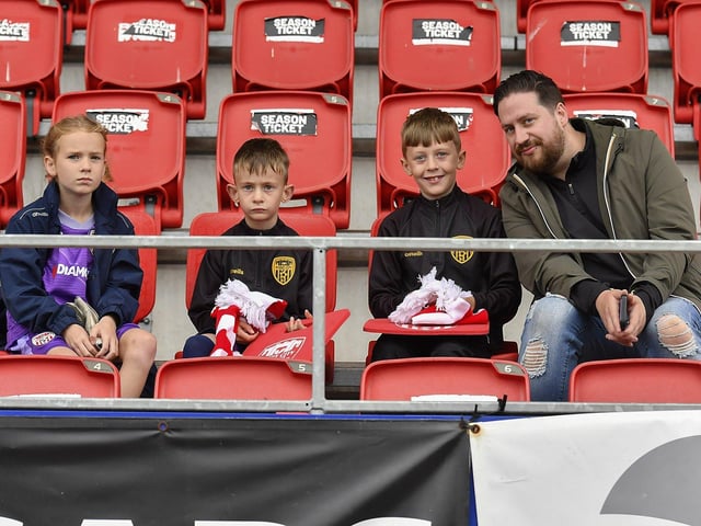 Fans attend the Derry City open training session on Monday morning in  Brandywell Stadium. The event was organised at part of the Gasyard Feile.  Photo: George Sweeney / Derry Journal