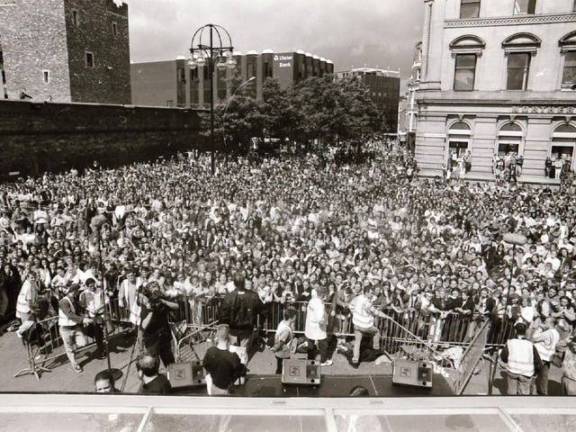 Thousands pack into Guildhall Square and Waterloo Place as Derry hosts the BBC One Roadshow with guests D:Ream, Boyzone, CJ Lewis & Carl James performing on stage.