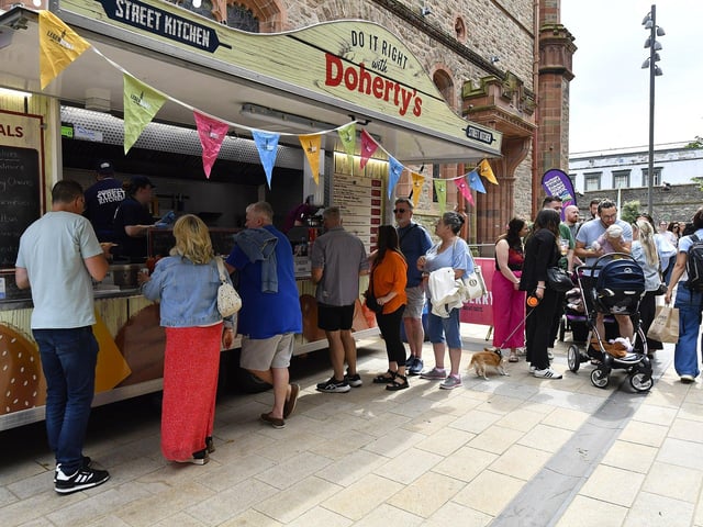 People at the LegenDerry Street Food Festival held at Guildhall Street and Harbour Square over the weekend.Photo: George Sweeney