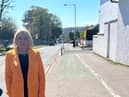 Sinn Fein candidate Sandra Duffy on the Racecourse Road.