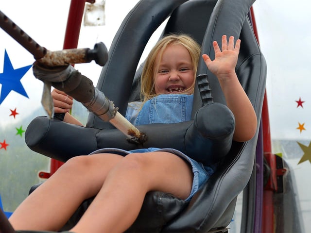 Carragh Curran, age 8, enjoys her time at the Pennyburn Youth Club fun day on Friday afternoon last. Photo: George Sweeney. DER2331GS – 96