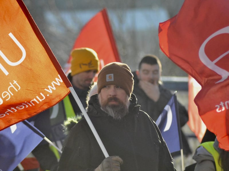 Striking public sector workers in Derry.