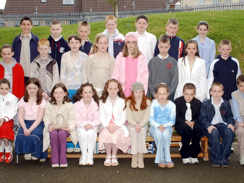 Pupils from Holy Family Primary School who were confirmed by Most Rev. Dr Francis Lagan, Auxiliary Bishop of Derry in Holy Family Church, Ballymagroarty.