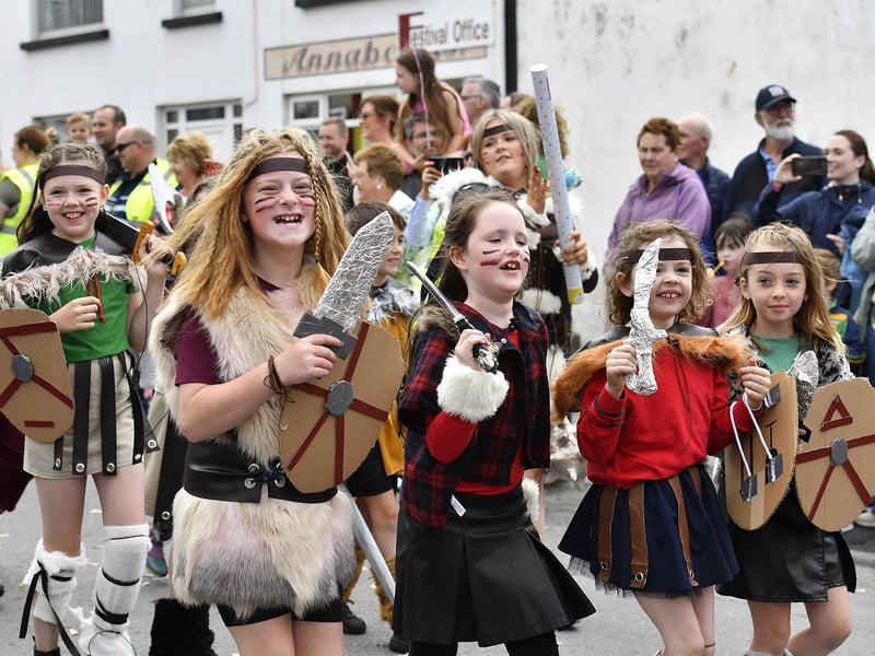 Participants pictured in the Clonmany Festival Parade on Sunday afternoon. Photo: George Sweeney