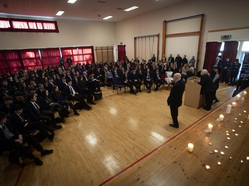 Peter Osborne, chair, Remembering Srebrenica NI, addressing the attendance at last weeks' event.