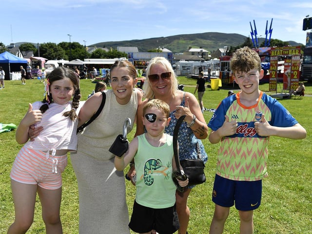 The McLaughlin’s and Harkin’s from Derry pictured at the Kids Fest held at the Shore Front, in association with the Buncrana Music Festival. Photo: George Sweeney
