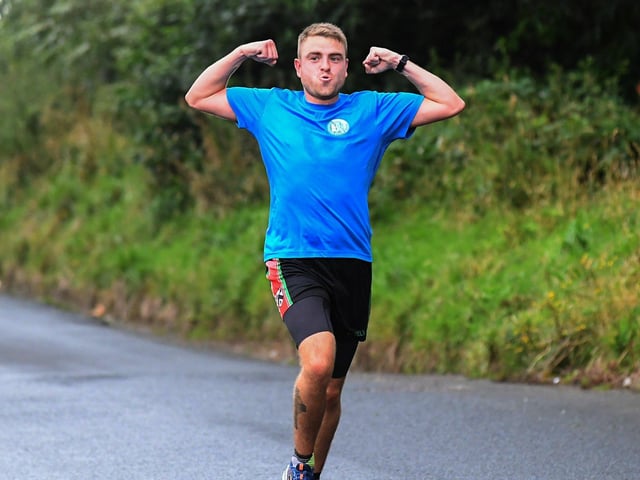 Competitor at the Doire Trasna 5K along Corrody Road on Tuesday evening. Photo: George Sweeney