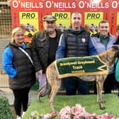 Treanmanagh Bee who completed Stephen Radcliffe’s treble. He's pictured with, left to right, Mairead Miller, Billy Carlin, Stephen Radcliffe, Dean and Natalie Hegarty.