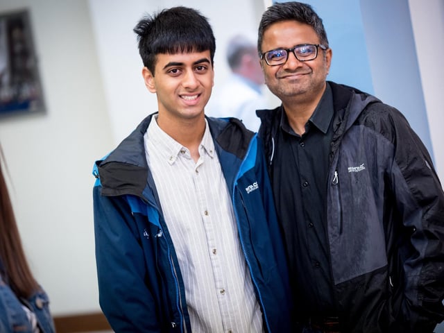 Aarush Tetali and his father.