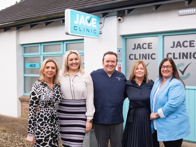 Jace Medical founder Dr. John T Doherty (centre) with the JACE team at the clinic in Greysteel