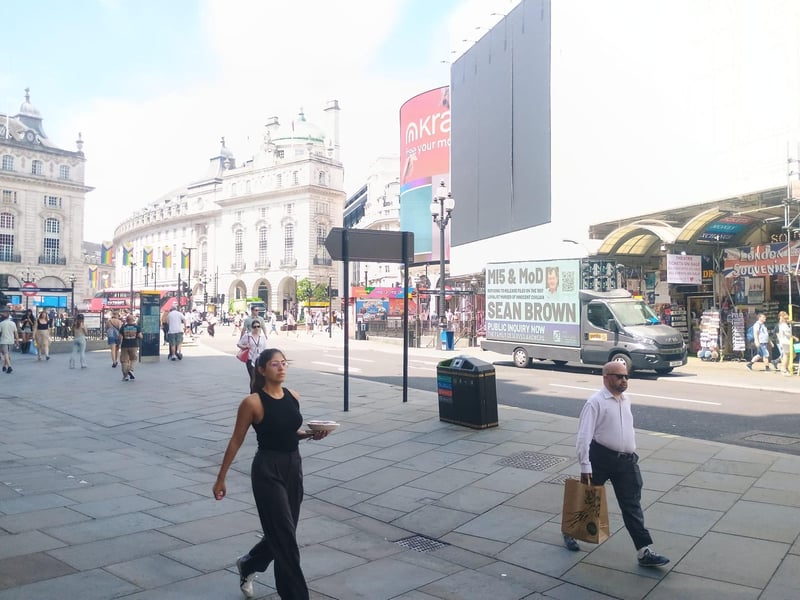 A billboard drawing attention to the Sean Brown campaign has been circulating in central London this week.