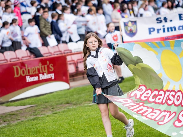 Participants at the Derry Diocese Fan The Flame annual Mass 2025 in Celtic Park.