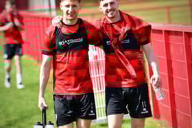 ALL SMILES . . . Gavin Whyte, pictured with Ronan Boyce, is loving life with Derry City. Photograph by Kevin Morrison.
