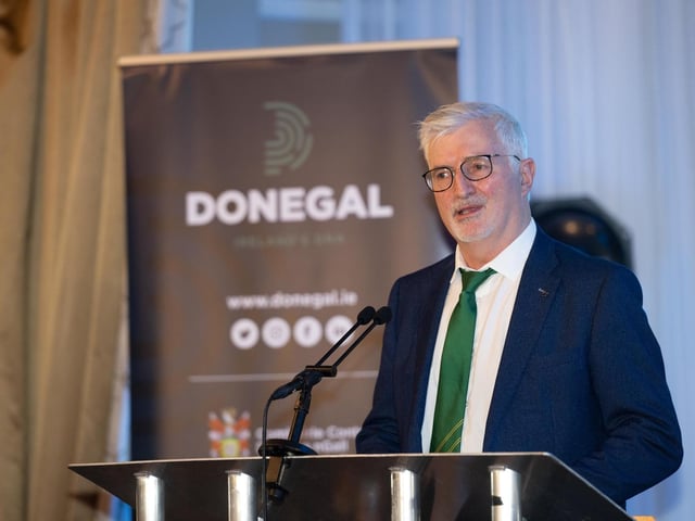John McLaughlin CE Doengal County Council at the 2025 Tip O’Neill Irish Diaspora Awards took place on Friday evening at the Inishowen Gateway Hotel in Buncrana, honouring four exceptional members of the Global Irish community whose achievements reflect the enduring spirit and values of the Irish diaspora. Photo Clive Wasson : .