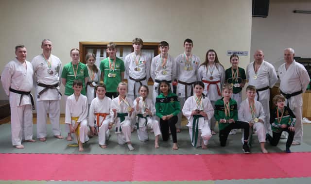 Ulster Karate-Do Federation karate-kas who took part in the recent UKF International Invitational tournament at Aileach Youth and Community Centre in Burnfoot.