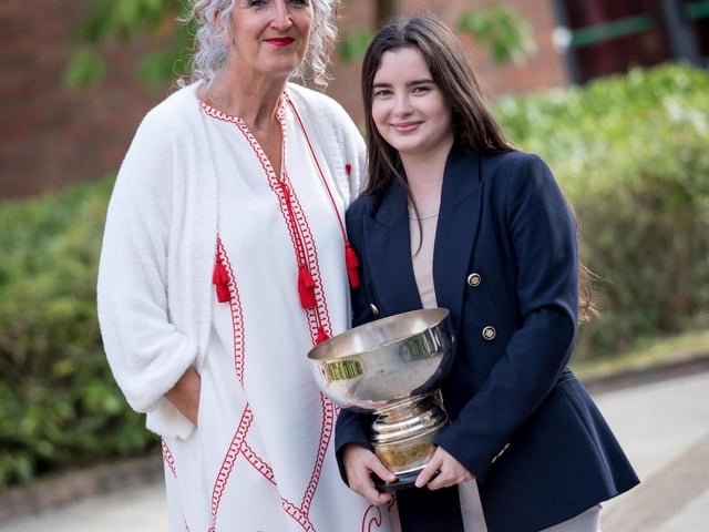 Ms Sharon Mallett (Principal) and Ella McCrea (winner of The Principal’s Cup for Overall Achievement at A-Level)