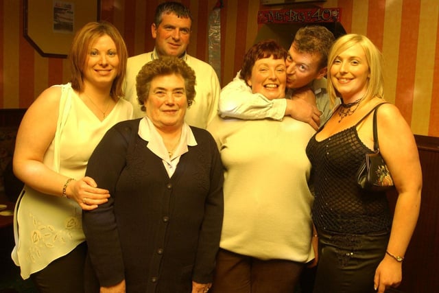 Debra Downey with her family celebrating her 40th birthday party at the Phionix bar. Included are, Heather, Francis, Debra, Orla, John and Nigel.                                :Party snaps from 2003 by Hugh Gallagher
