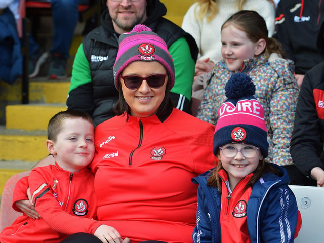 Fans in Celtic Park on Sunday afternoon for Derry's National football League game against Mayo. Photo: George Sweeney
