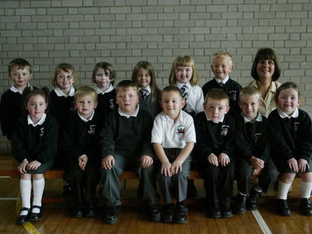 Mrs Doherty's P1 class at Newbuilding Ps. (0310JB19):20 years on: Young people across Derry and Donegal starting school in September 2003