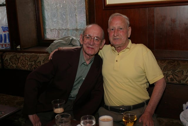 Enjoying a pint and a cuppa in Tinney's in June 2004.