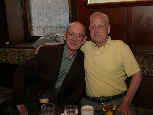 Enjoying a pint and a cuppa in Tinney's in June 2004.