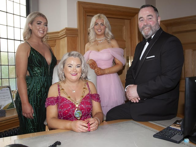 Mayor Duffy with her husband and daughters