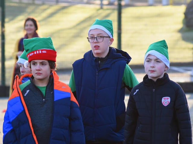 St. Joseph's students Luka, Oisin and Benjamin get ready for the off!