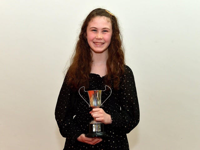 Niamh McDermott was placed First for Favourite Poem age 10-12 years at the Feis Dhoire Cholmcille on Tuesday at the Millennium Forum. Photo: George Sweeney.  DER2315GS – 156