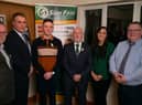 From left, Maolíosa McHugh, MLA, newly selected candidates, Fergal Leonard, Paul Boggs and Brian 'Barney' Harte, Órfhlaith Begley, MP, and Declan McAleer, MLA.