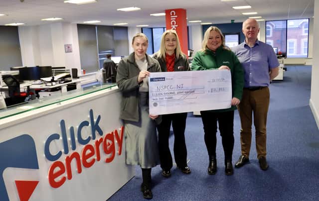 Click Energy staff pictured with Stefani Mearns, Supporter Fundraising Manager at NSPCC NI.