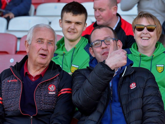 Derry fans at the game against Donegal. Photo: George Sweeney