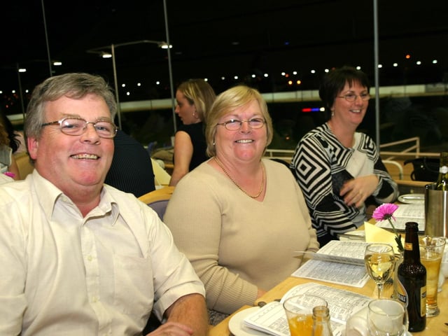 Enjoying a night out at the Lifford Greyhound Stadium in October 2004.
