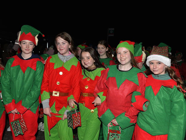 Thornhill College pupils take part in the Culmore Community Partnership Elf on Friday night. Photo: George Sweeney