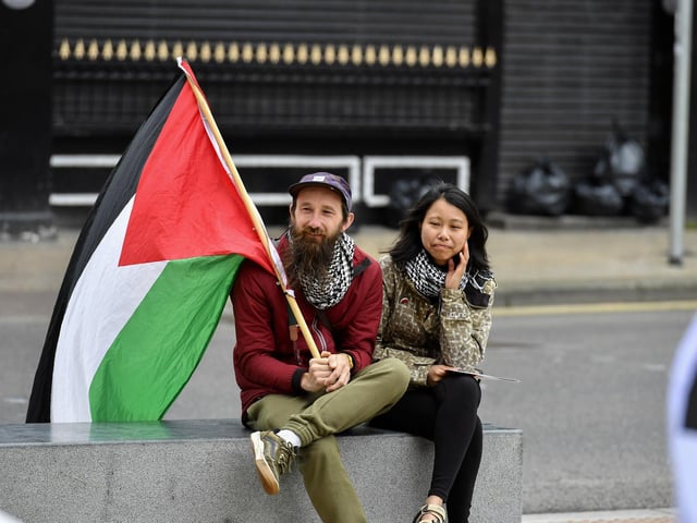 Supporters attend the Celebration of Migrant Workers rally held in Guildhall Square on Sunday afternoon. Photo: George Sweeney