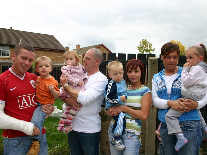 Left to right Darren, Myles, Birthday Girl Caitlin and Granda John, Shauna and Adam and Elisha and Sophie. 8422/dd : .