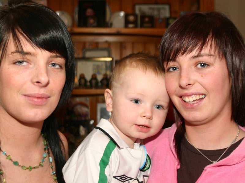 Birthday boy Jake Shiels with left to right Godmother Sinead and mum Edele. 1019 /dd