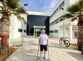 Bernard pictured outside the hospital in Spain.