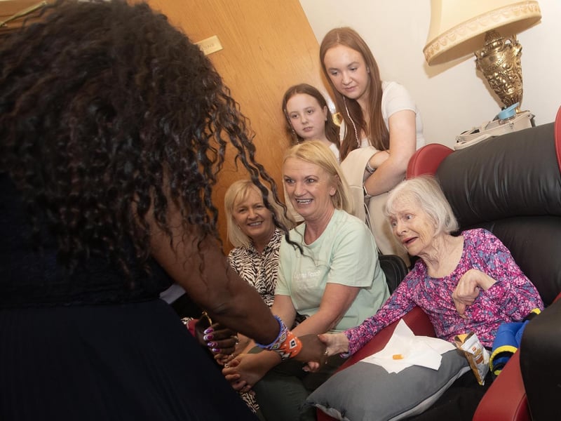 The Mayor meeting some of the residents on Thursday.