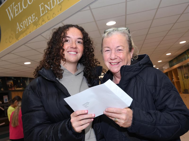 Darragh McCleary, who will be studying Engineering at Queens University, pictured with her proud mum, Patricia, at St. Cecilia's College.