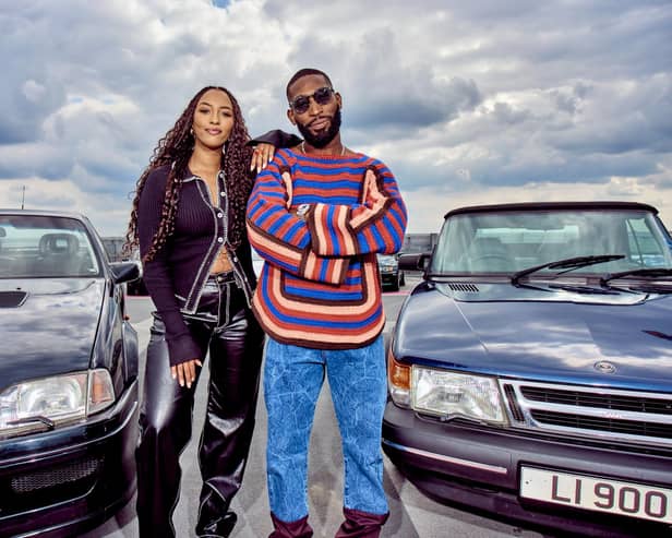Rapper Tinie and F1 analyst and stunt driver Naomi Schiff