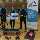 Derry City and Strabane District Council’s Fitness Coaches Sean Hargan, Rosie O'Brien and Ron McGowan launching Council’s ‘Let’s Get Moving, Let’s Get Started’ initiative at the Foyle Arena. Image by Tom Heaney, NW Presspics