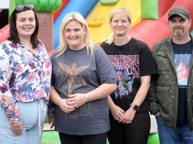 Teamwork in Tullyally…Pictured at the Tullyally Community Partnership’s fun day are (from left) Chelsea Cooke, Center Manager and fellow committee members, Anne Mitchell, Natasha Durham and John Wray.