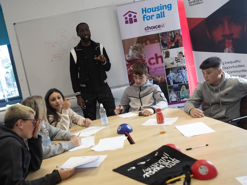 Dublin Rapper SELLO pictured working with budding musicians during a three hour workshop at the Creggan Youth Club, Fanad Drive, Derry on Tuesday afternoon. (Photos: Jim McCafferty Photography)