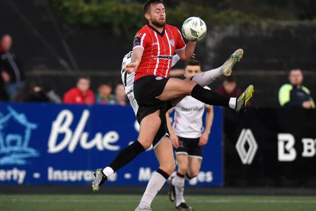 Derry’s Will Patching and Connor Malley of Dundalk. Credit ©Ciaran Culligan