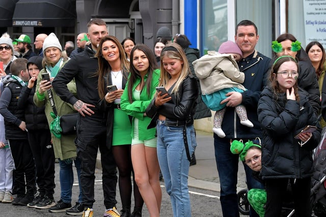 Revellers at the St Patrick’s Day parade, in Derry, on Friday afternoon. Photo: George Sweeney. DER2311GS – 72