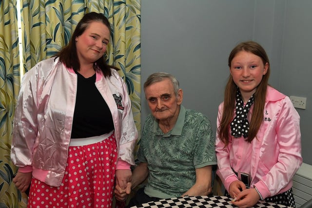 Lisa Doran, Michael Harrigan and Jessica Doran pictured at the 1950s party Berna held in the Oakleaves Care Centre, Racecourse Road on Thursday afternoon last. Photo: George Sweeney. DER2326GS – 37