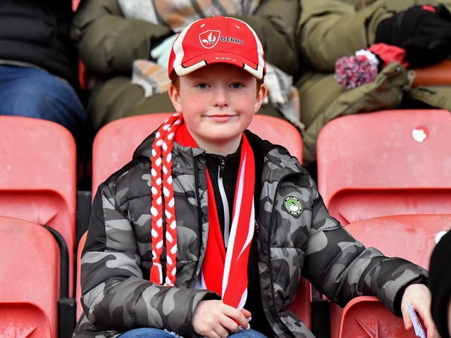 Fans at Derry’s NFL game against Galway at Celtic Park on Saturday evening. Photo: George Sweeney