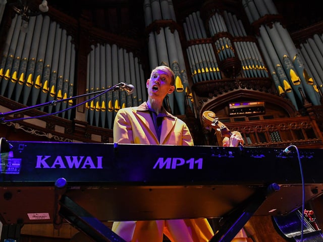 The Jive Aces’ Vince Hurley playing in the Guildhall. Photo: George Sweeney