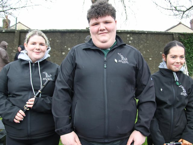 Members of the James Connolly Memorial Flute Band, From left, are Kerrie Johnston, Eddie McIntyre and Lucy McCourt. (Photo - Deirdre Heaney, nwpresspics)